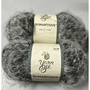 (2) Yarn Bee ROMANTIQUE Yarn VANILLA FROSTING Acrylic Polyamide 3.5oz 83yds
